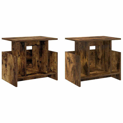 TV-bänk 2 pcs Rökt ek 50 x 35 x 45 cm Konstruerat trä