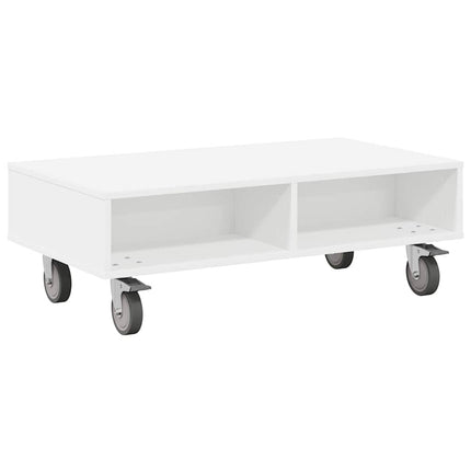 Sido bord med hjul Vit 90 x 50 x 30 cm Konstruerat trä