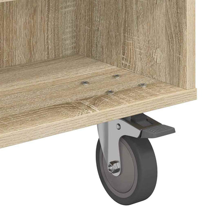 Sido bord med hjul Sonoma-ek 90 x 50 x 30 cm Konstruerat trä