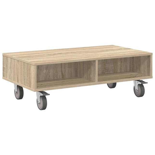 Sido bord med hjul Sonoma-ek 90 x 50 x 30 cm Konstruerat trä