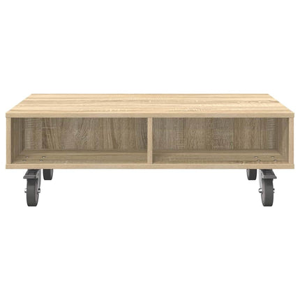 Sido bord med hjul Sonoma-ek 90 x 50 x 30 cm Konstruerat trä