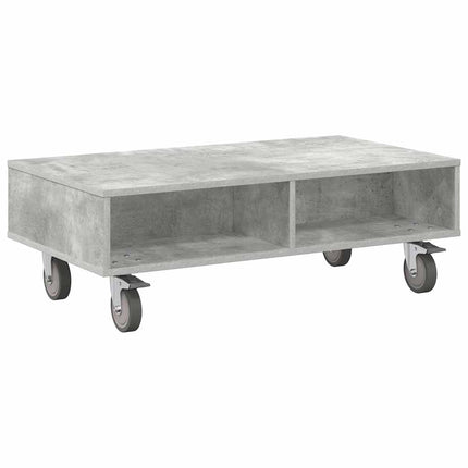 Sido bord med hjul Betonggrå 90 x 50 x 30 cm Konstruerat trä