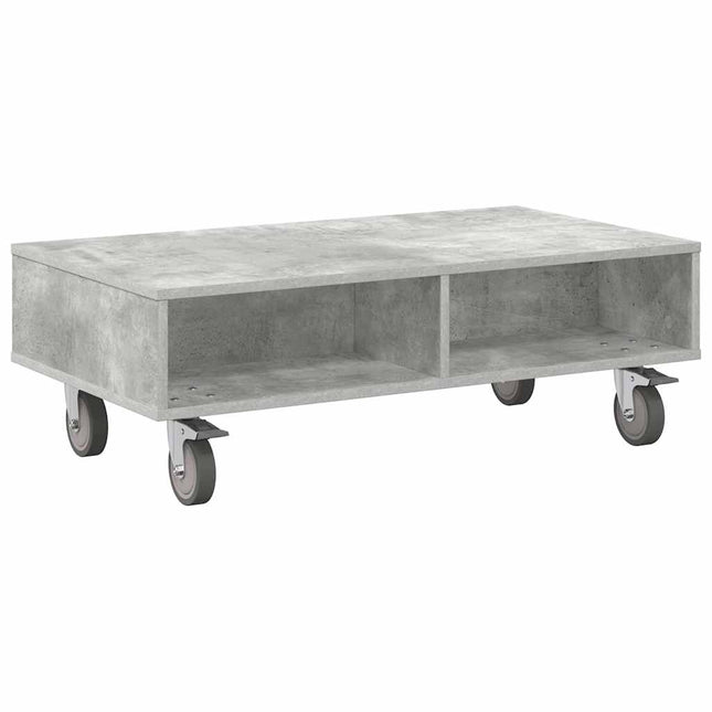 Sido bord med hjul Betonggrå 90 x 50 x 30 cm Konstruerat trä