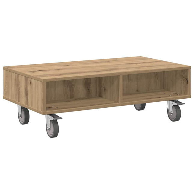Sido bord med hjul Artisan Ek 90 x 50 x 30 cm Konstruerat trä