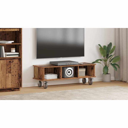 TV-bänk 100 x 35 x 35 cm Gammalt trä Konstruerat trä
