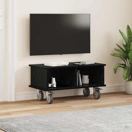 TV-bänk Svart Ek 68,5 x 35 x 35 cm Konstruerat trä