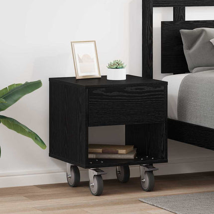 Sängbord 2 pcs Svart Ek 40,5 x 40 x 48 cm Konstruerat trä