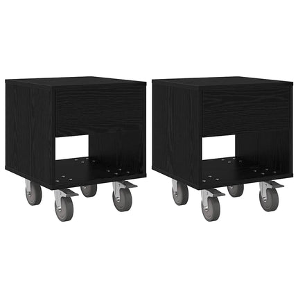 Sängbord 2 pcs Svart Ek 40,5 x 40 x 48 cm Konstruerat trä