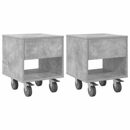 Sängbord 2 pcs Betonggrå 40,5 x 40 x 48 cm Konstruerat trä