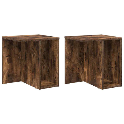 Sidobord 2 pcs Rökt ek 37 x 32 x 40 cm Konstruerat trä