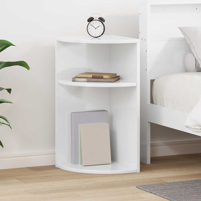 Sidobord Högblanka vita 29,6 x 29,6 x 60 cm Konstruerat trä