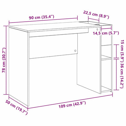 Skrivbord Rökt ek 109 x 50 x 78 cm Konstruerat trä