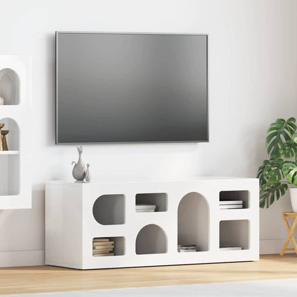 TV-skåp Högblanka vita 100 x 35 x 40 cm Konstruerat trä
