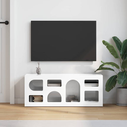 TV-skåp Högblanka vita 100 x 35 x 40 cm Konstruerat trä