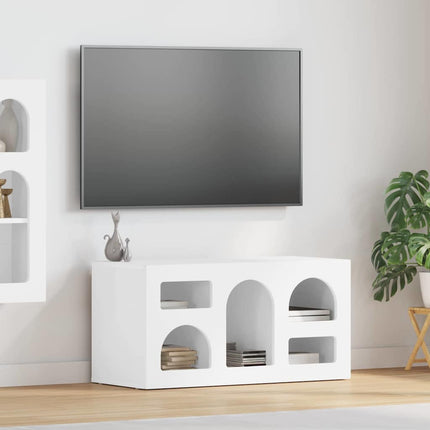 TV-skåp Högblanka vita 80 x 35 x 40 cm Konstruerat trä