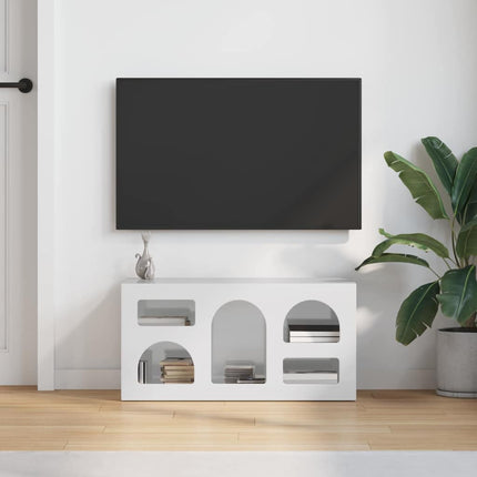 TV-skåp Högblanka vita 80 x 35 x 40 cm Konstruerat trä
