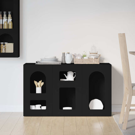 Sideboard ELST Svart 100 x 35 x 59 cm Konstruerat trä