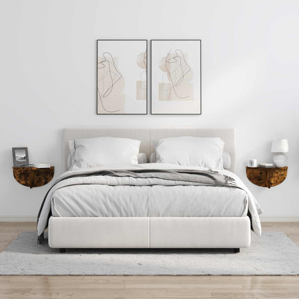 Vägg hylla 2 pcs Rökt ek 38 x 19 x 19 cm Konstruerat trä