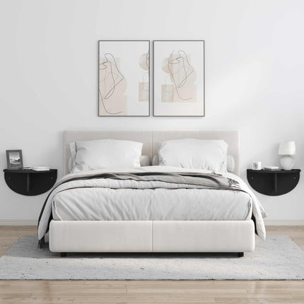 Vägg hylla 2 pcs Svart 48 x 24 x 24 cm Konstruerat trä