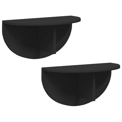 Vägg hylla 2 pcs Svart 48 x 24 x 24 cm Konstruerat trä