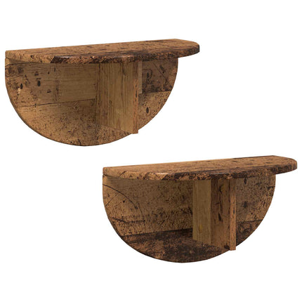 Vägg hylla 2 pcs Gammalt trä 48 x 24 x 24 cm Konstruerat trä