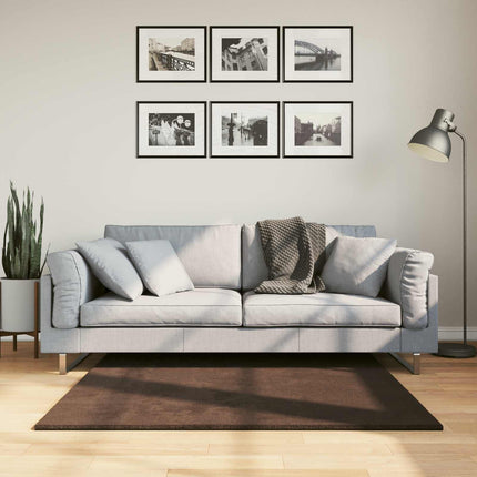 Mellanhög mjuk och tvättbar matta HUARTE Brun 120 x 120 cm