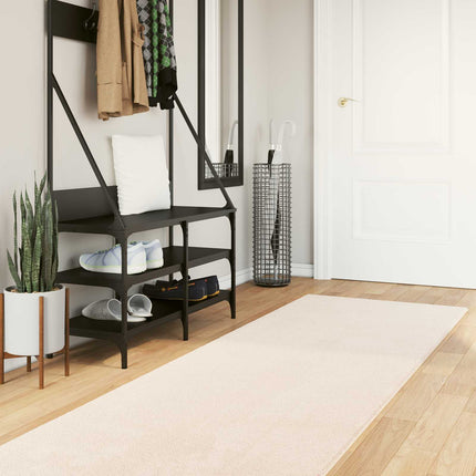 Mellanhög mjuk och tvättbar matta HUARTE Beige 80 x 1000 cm
