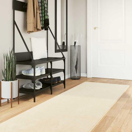 Mellanhög mjuk och tvättbar matta HUARTE Kräm 80 x 1000 cm