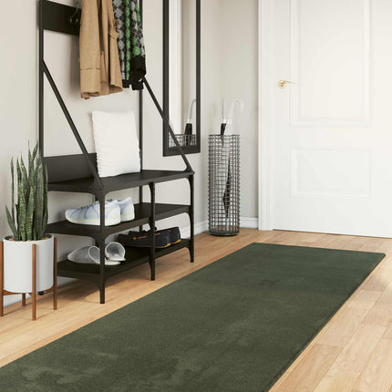 Mellanhög mjuk och tvättbar matta HUARTE Skoggrön 300 x 80 cm