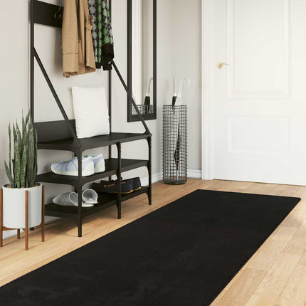 Mellanhög mjuk och tvättbar matta HUARTE Svart 500 x 80 cm