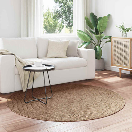Områdesmattor Rund Moiré AGIRA Naturfärg Ø 120 CM Polyester