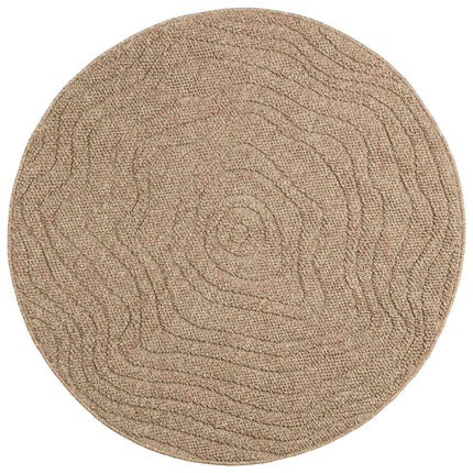 Områdesmattor Rund Moiré AGIRA Naturfärg Ø 200 CM Polyester