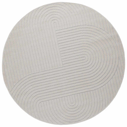 Områdesmattor Rund PALMERAS Kräm Ø 120 CM Polyester