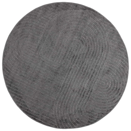 Områdesmattor Rund PALMERAS Antracit Ø 160 CM Polyester