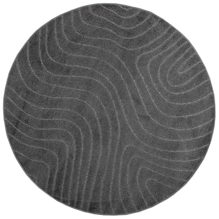 Områdesmattor Rund PALMERAS Antracit Ø 200 CM Polyester