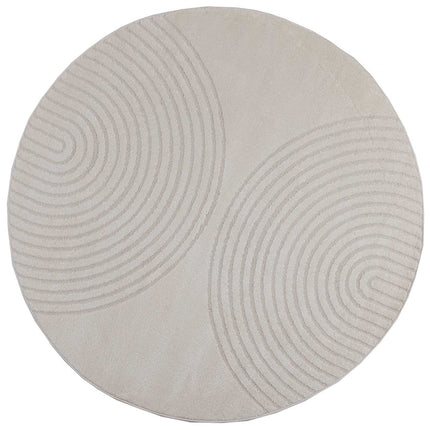 Områdesmattor Rund GALATI Kräm Ø 120 CM Polyester