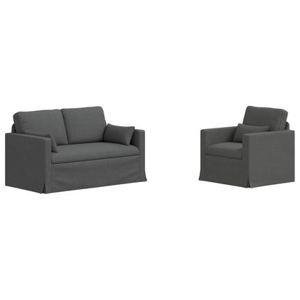 Soffset 2 pcs Mörkgrå 139 x 78 x 80 cm tyg