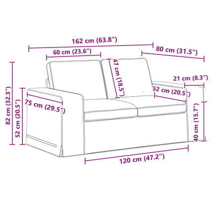 Soffset 2 pcs Blå 162 x 80 x 82 cm tyg
