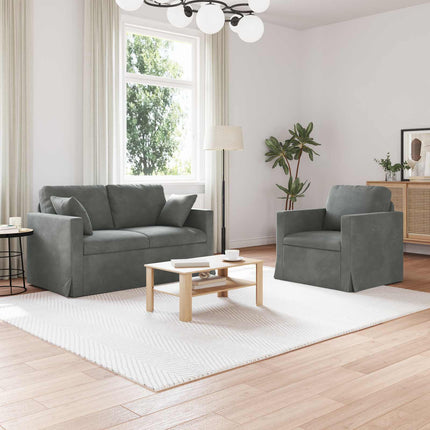 Soffset 2 pcs Mörkgrå 138 x 78 x 80 cm Sammet