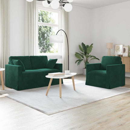 Soffset 2 pcs Mörkgrön 138 x 78 x 80 cm Sammet