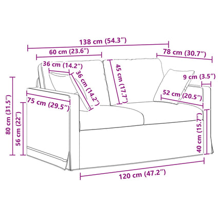 Soffset 2 pcs Rosa 138 x 78 x 80 cm Sammet