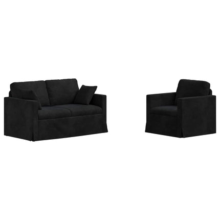 Soffset 2 pcs Svart 138 x 78 x 80 cm Sammet