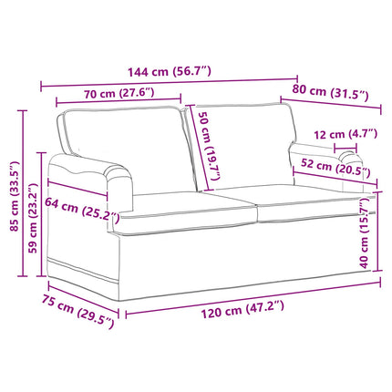 Soffset 2 pcs Taupe 144 x 80 x 85 cm tyg