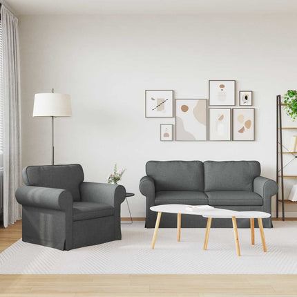 Soffset 2 pcs Mörkgrå 175 x 82 x 80 cm tyg