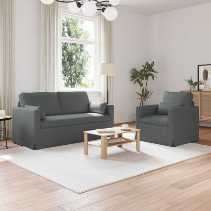 Soffset 2 pcs Mörkgrå 158 x 78 x 80 cm tyg
