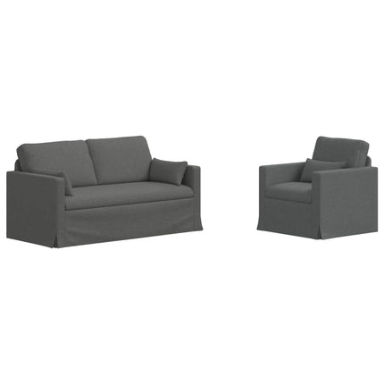 Soffset 2 pcs Mörkgrå 158 x 78 x 80 cm tyg