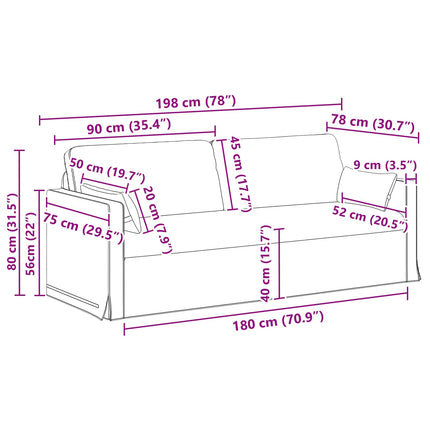 Soffset 2 pcs Svart 158 x 78 x 80 cm tyg