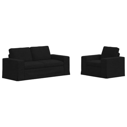Soffset 2 pcs Svart 182 x 80 x 82 cm tyg