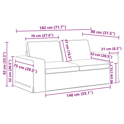 Soffset 2 pcs Svart 182 x 80 x 82 cm tyg
