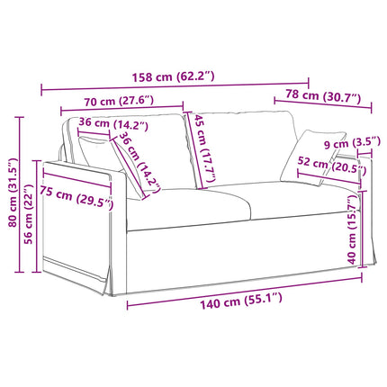Soffset 2 pcs Ljusgrå 158 x 78 x 80 cm Sammet